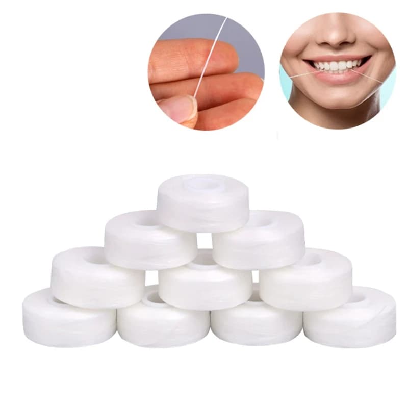 5 Rotoli di Filo Interdentale Sostitutivo con Bobina Integrata, Aromatizzato alla Menta, in Nylon e Poliestere, Filo Piatto per Cura Orale e Pulizia dei Denti