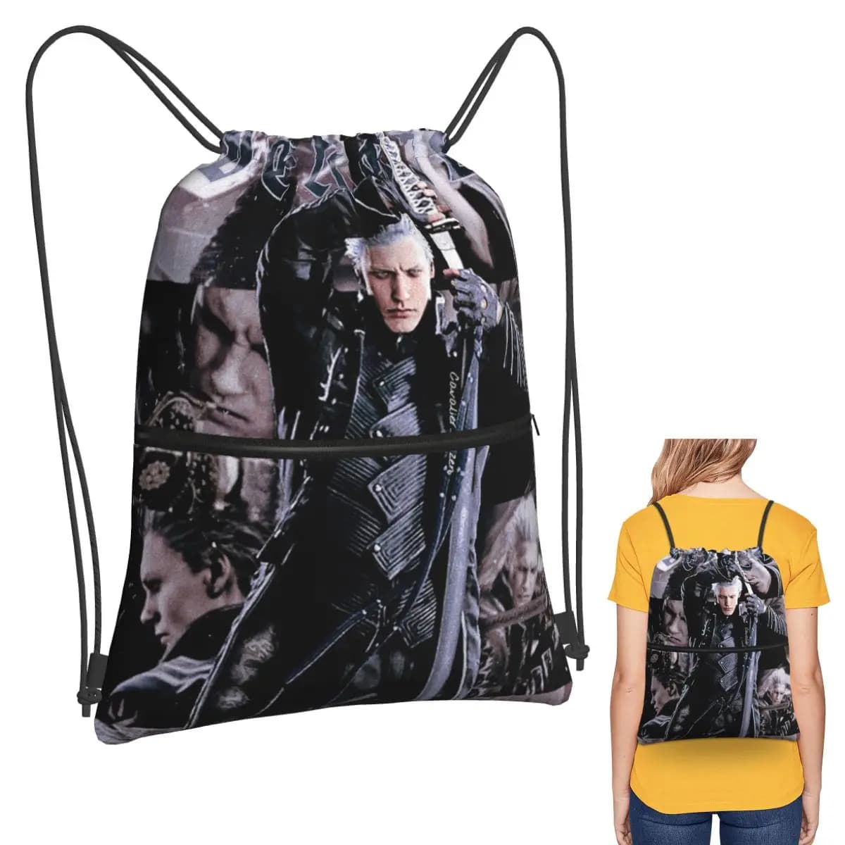 Zaini Vergil From The Devil May Cry Seri, borse sportive multifunzione con coulisse, borse per libri per uomo e donna, per la scuola