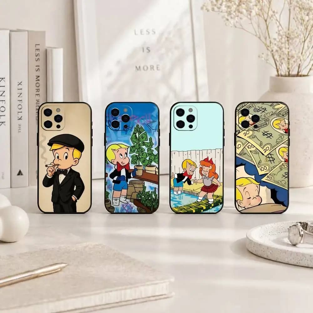Custodia per telefono Money Boy R-Richies Richs in silicone morbido per iPhone 17 16 15 14 13 12 11 X XR Plus Pro Max Plus