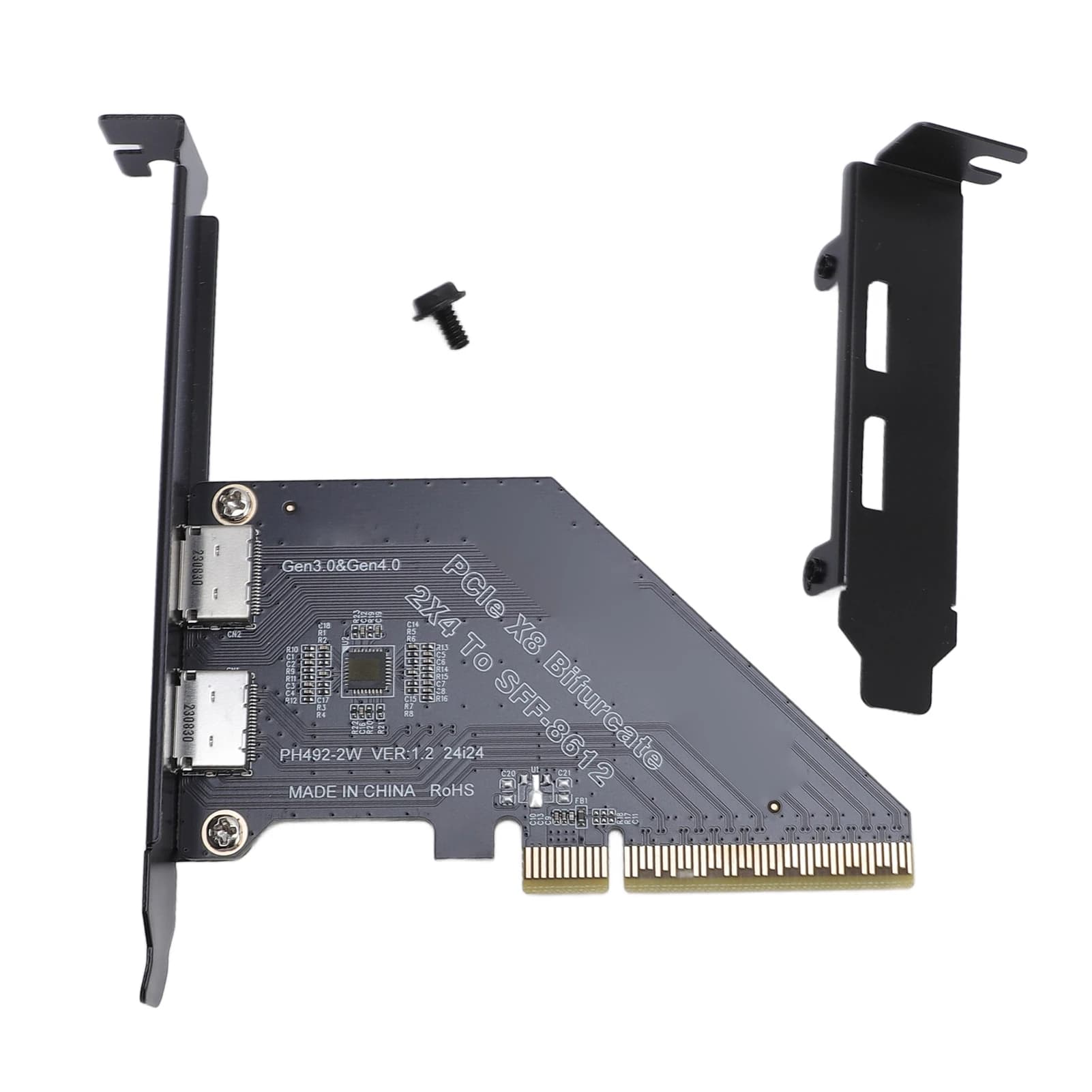 PCIe 4.0 X8 to Oculink Card High Speed Data Transfer 128 GT/s SFF 8612 Secure Connection External Graphics Card for NVMe SSD GPU