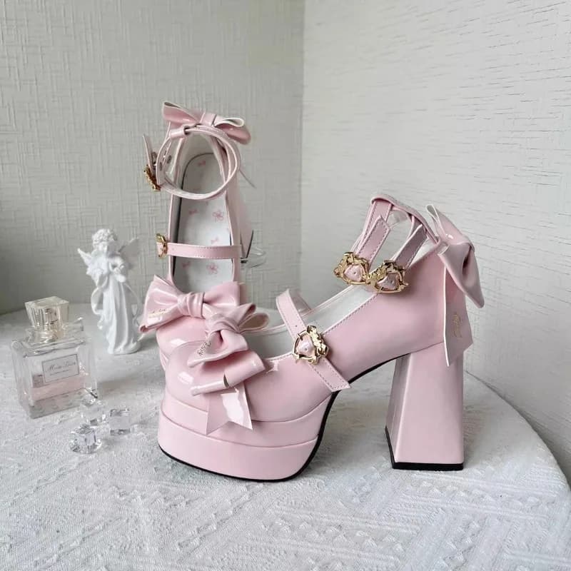 Scarpe Lolita con Tacco Alto, Design Fatato, Stile Giapponese, Dolci ed Eleganti, Impermeabili, con Plateau, per Ragazze, Cosplay, Feste, 2026
