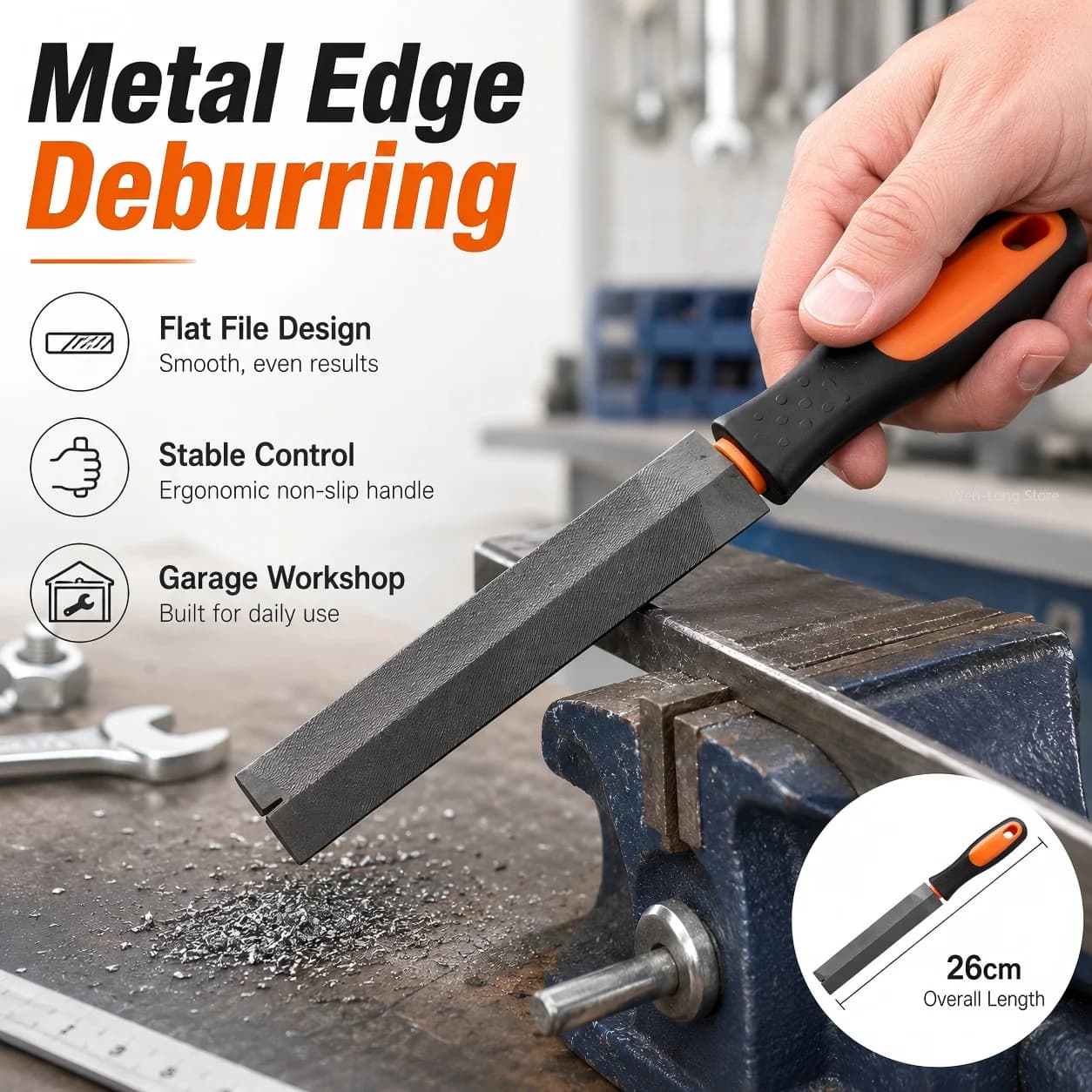 Flat Hand File Saw Sharpening Tool, Metal Wood Deburring Rasp with Ergonomic Handle for Garden Tools PVC DIY Workshop Repair Kit