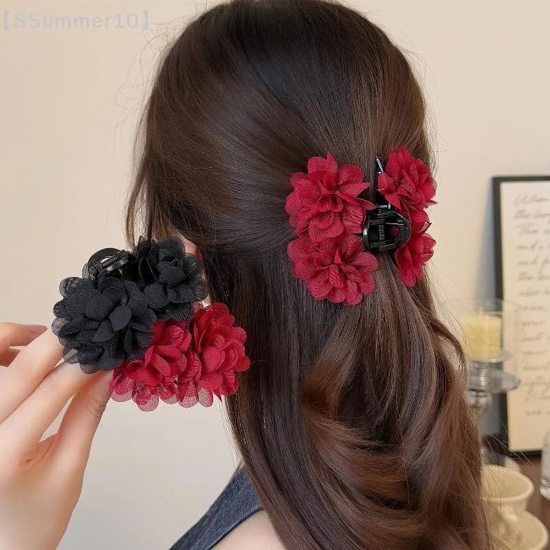 【SSummer10】Fermaglio per capelli a coda di cavallo in tessuto con rose - Elegante accessorio per capelli a forma di fiore dolce per donna【SS】