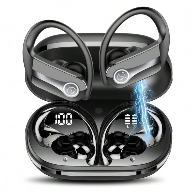 Auricolari wireless, cuffie Bluetooth 5.4 sportive, riproduzione 50 ore surcore con microfono ENC con cancellazione del rumore, bassi profondi Fitness E