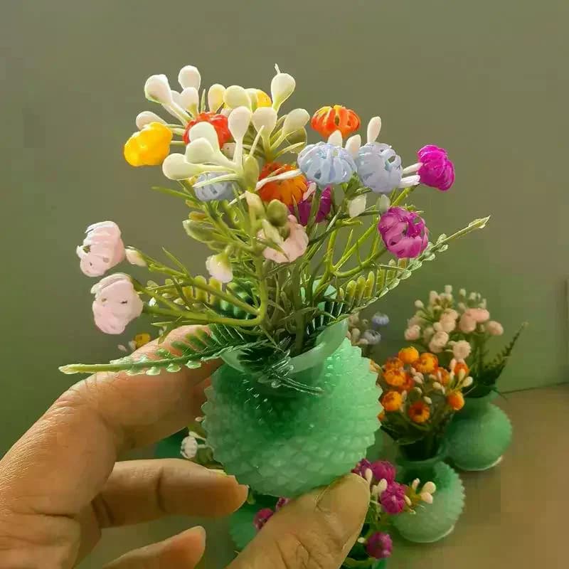 1 pcs 1:12 doll house simulation flower pot accessories diy outdoor resin colorful floral plants pot pattern