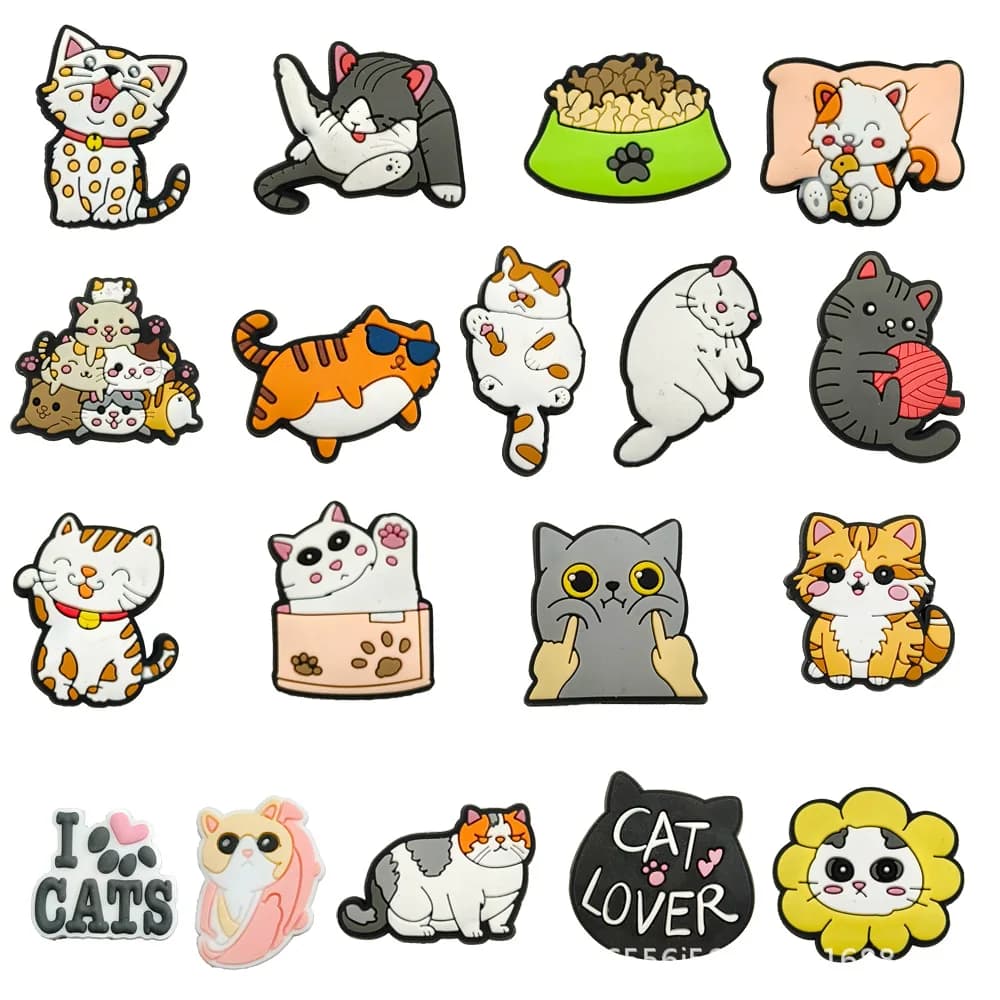1pc cute cartoon cats PVC shoe pendants accessories shoes decorations shoes sandals DIY children women beach bags accessories