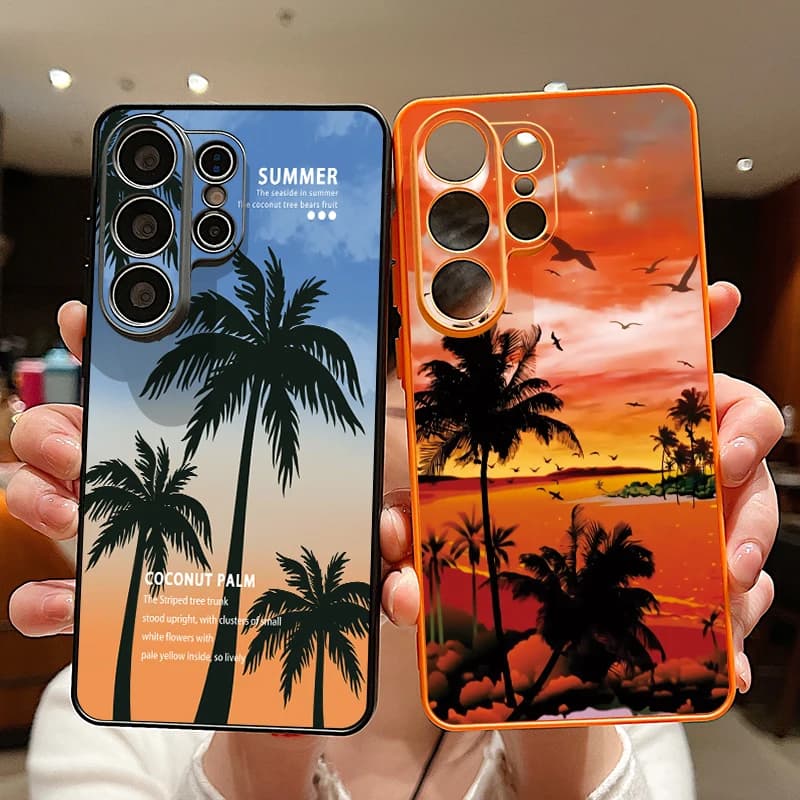 Cover Magnetica con Motivo Albero di Cocco Marino per Samsung Galaxy S26 S25 Ultra Edge S24 S23 FE A57 A17 A56 A37 A16 A55