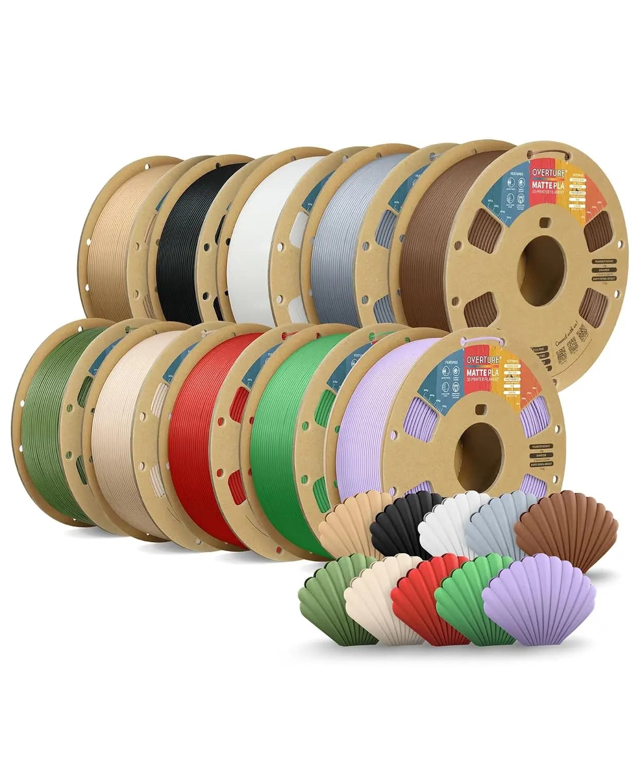 ^For 10KG Bundle Matte PLA 3D Printer Filament 1.75mm, Matt Surface & Low Warping Filament 10 Pack 1kg Spool (2.2 lbs), Fit Most