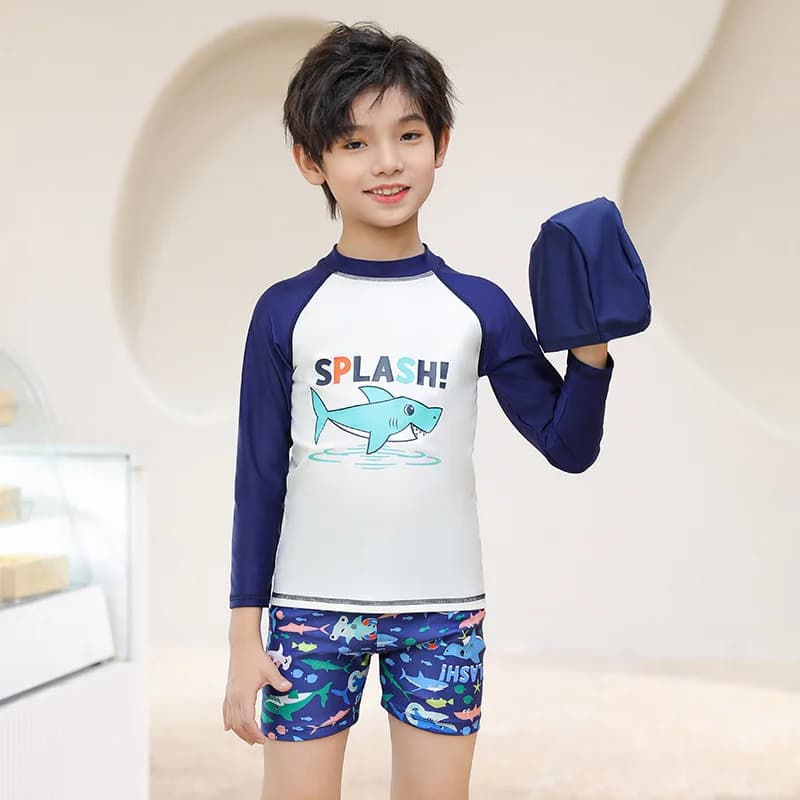 Quick Drying Children's Swimwear with Swimwear, Split Swimwear with Boy Long Sleeved Solar Protection, Beach Clothes with Solar Protection, New