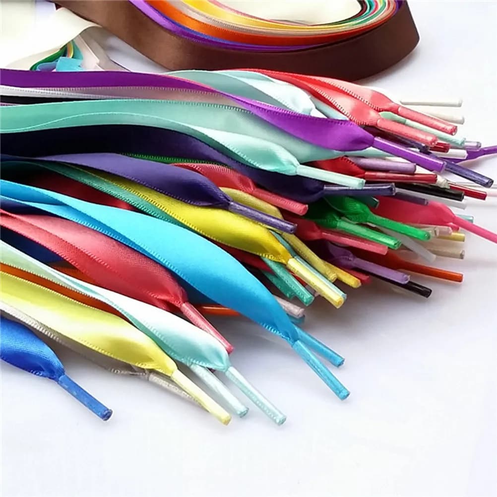 7Pairs Satin Lace Shoelaces Candy Colors Flat Ribbon Shoelaces for Sneakers Boots Loafers Brighten Shoes Show Personality Satin