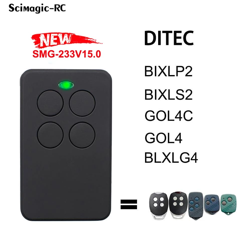 Replicator DITEC GOL4 BIXLS2 BIXLP2 BIXLG4 GOL4C Garage door Remote control 433 MHz Rolling Code Fixed code Command transmitter