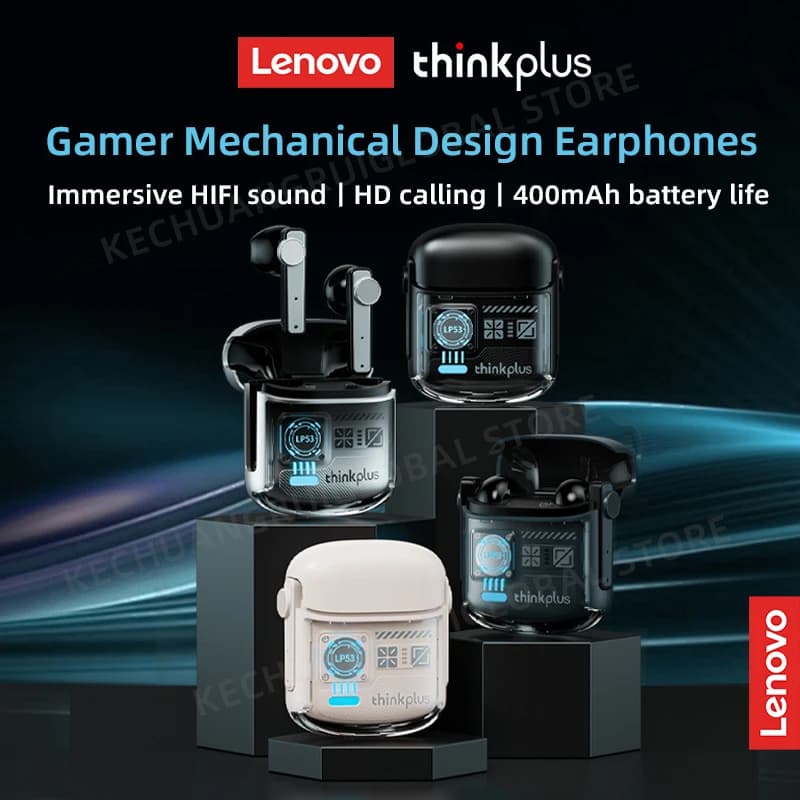 Lenovo LP53 Bluetooth 5.4 Wireless Headphones TWS Audio Loaders Hifi Sports Headphones with mechanical design with microphone