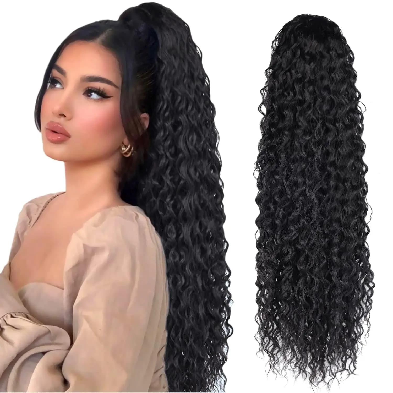 Extended licenses Designers also selected these stock photos Horsetail Hair Extension Riccia 24 Inch Instant Clip Synthetic Riccia Black with Drawstring Horsetail Clip in Long Hair Horsetail