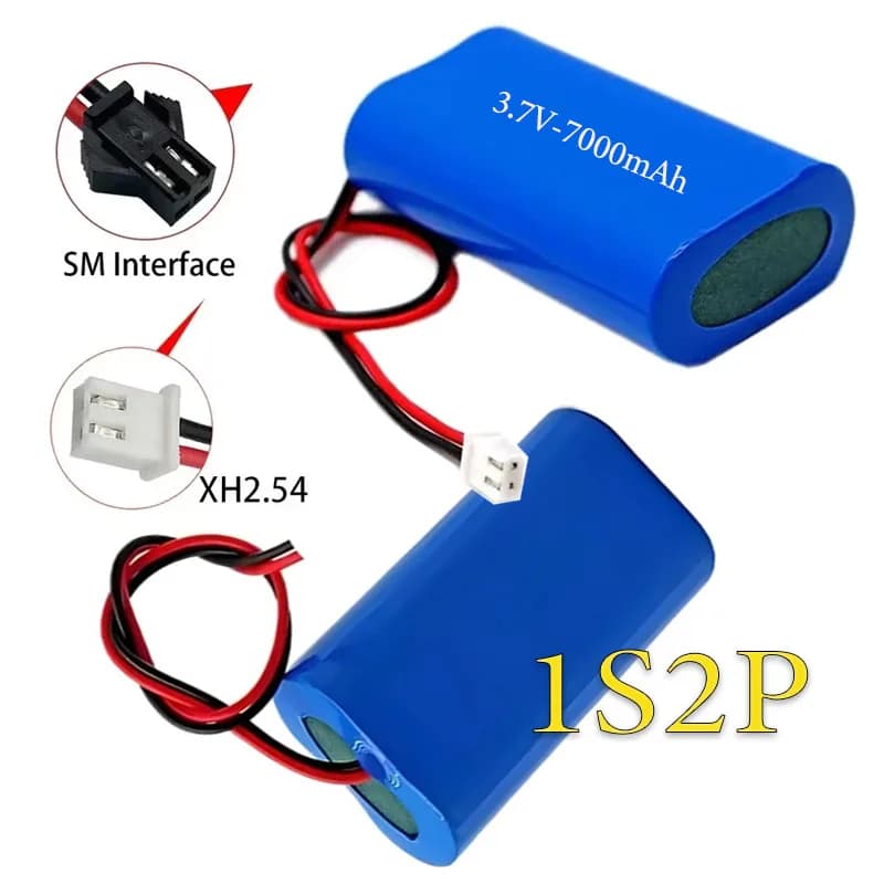 Nuova batteria ricaricabile agli ioni di litio originale 18650 1S2P 3.7V 7000mA con BMS integrato plug-in 2P, adatta per elicotteri RC