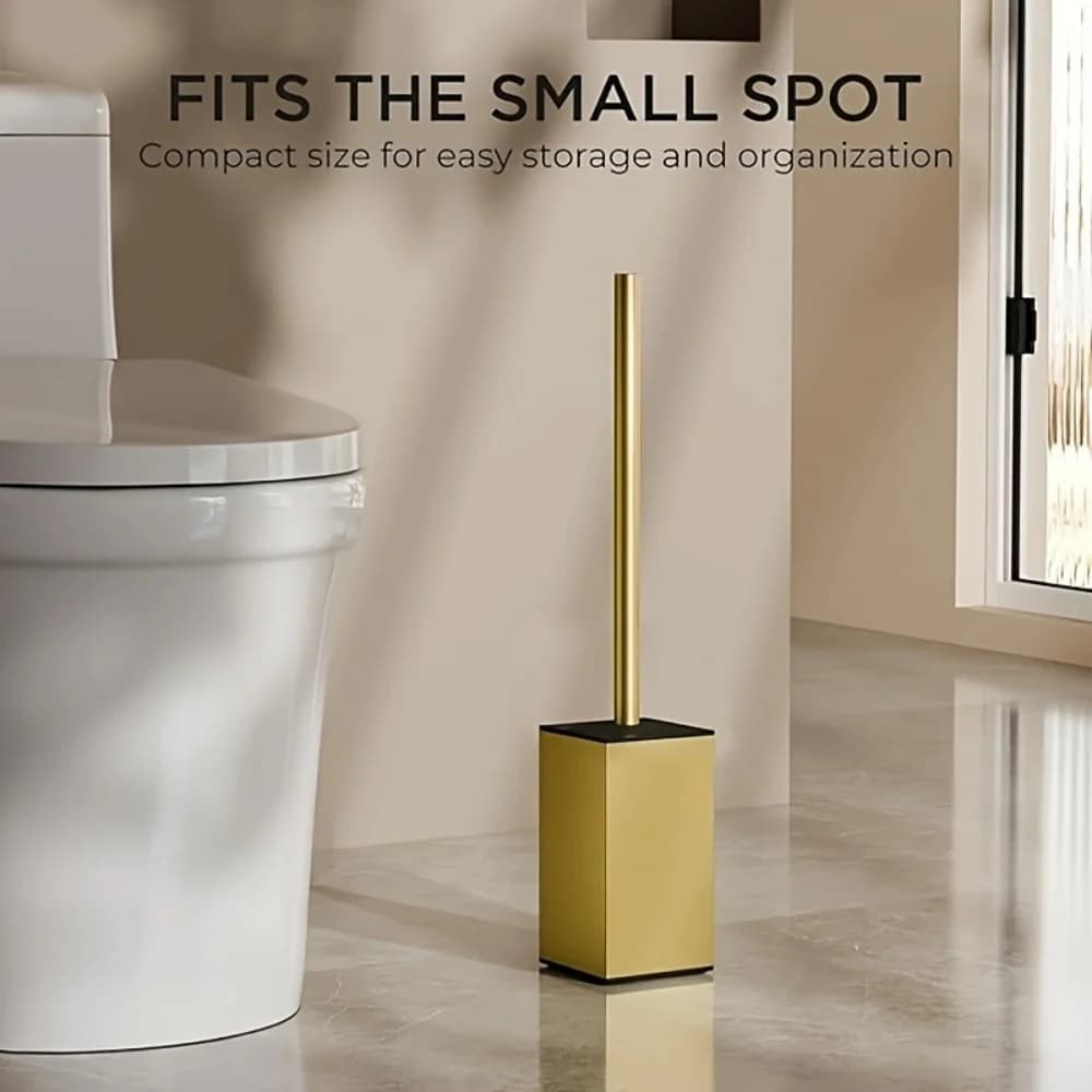 Portascopino WC in Acciaio Inox 304 Nero Quadrato con Spazzola per la Pulizia del Bagno - Accessori per la Pulizia del WC