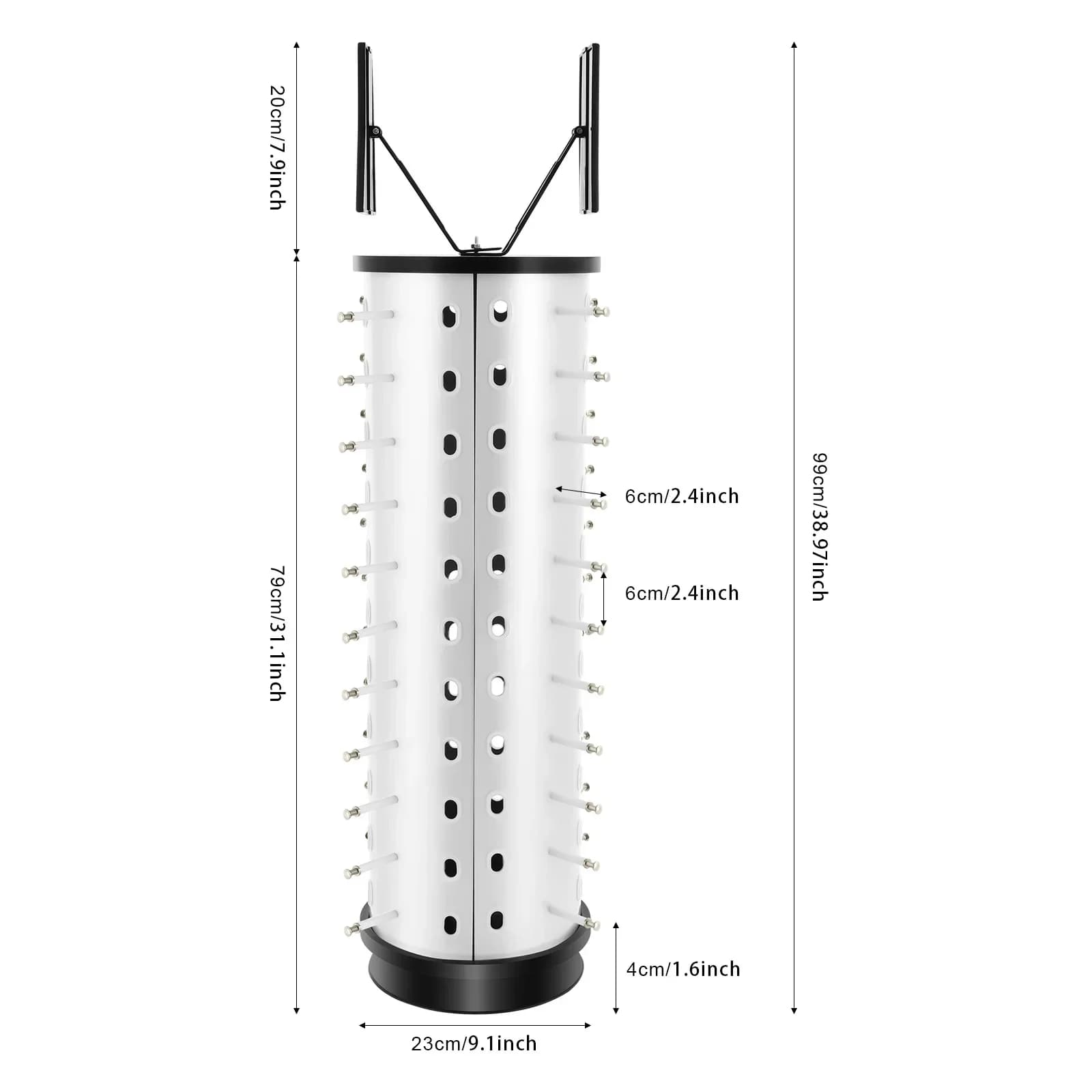 NEWEST Rotating Sunglass Display Rack for Store, 44 Pairs Glass Holder, Freestanding W/ Mirror Eyeglasses Stand, Commercial Eyewear Organizer (Round)