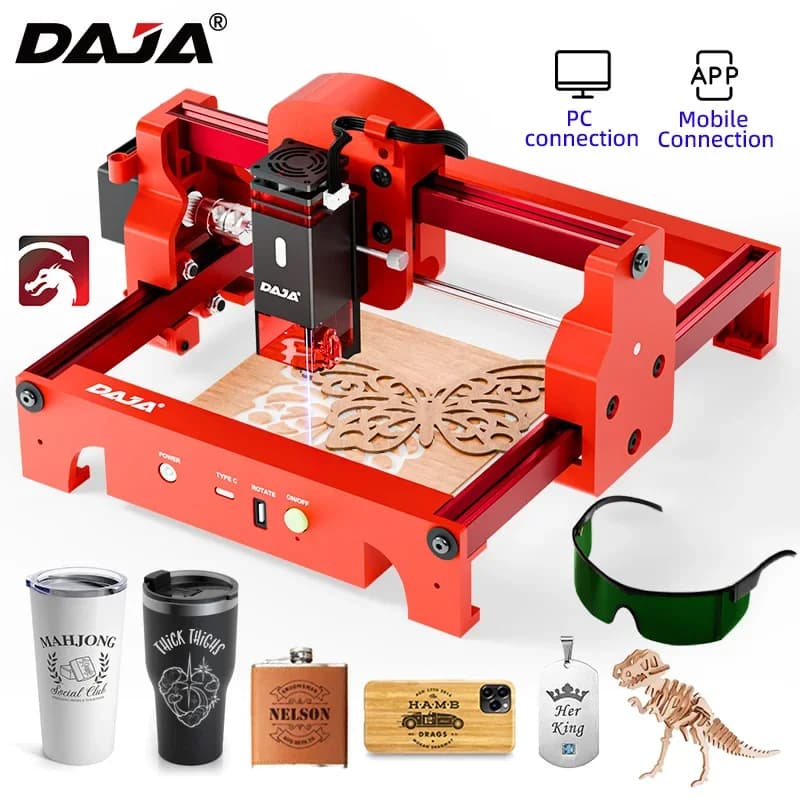 DAJA A7 Incisore Laser 5W Mini Portatile Bluetooth Incisione CNC Tutti i Materiali Taglio Legno Carta Acrilica Macchina Incisione Mark Stampa