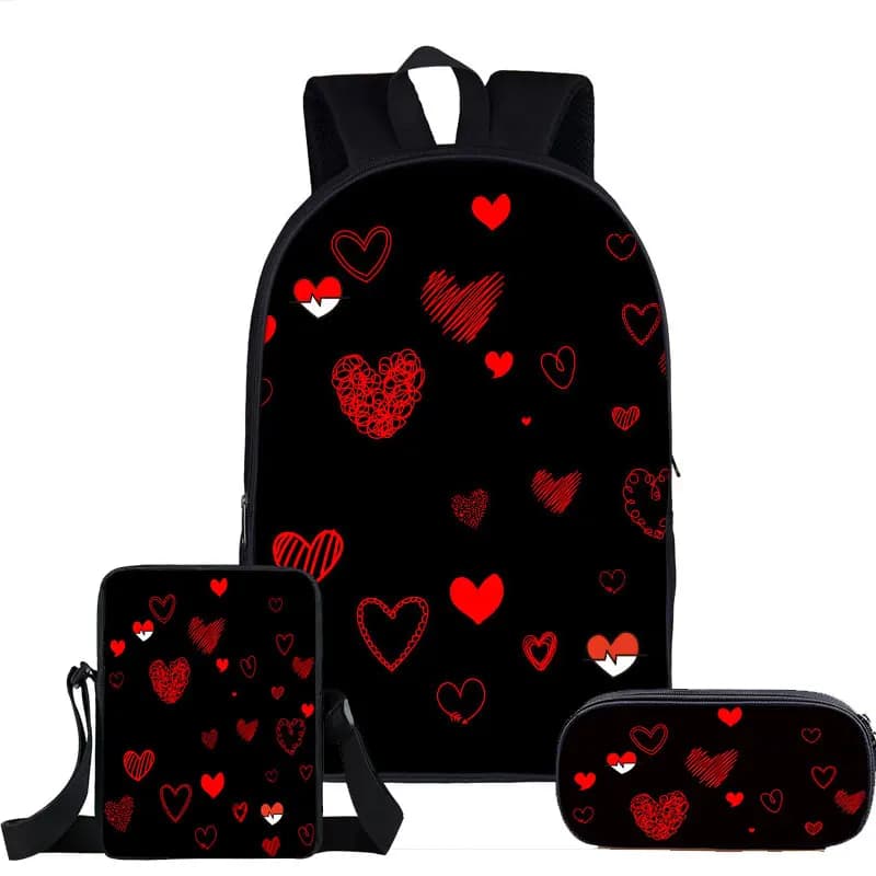 Cartoon Youthful Funny Nurse Heart 3D Print 3pcs/Set Student Travel bags Laptop Daypack Backpack Shoulder Bag Pencil Case