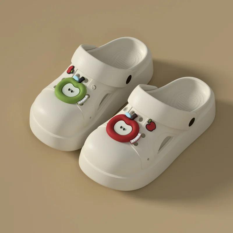 Ciabatte da donna con plateau, modello sabot, estive, a punta chiusa, con design a frutta, per interni ed esterni, morbide, 2026