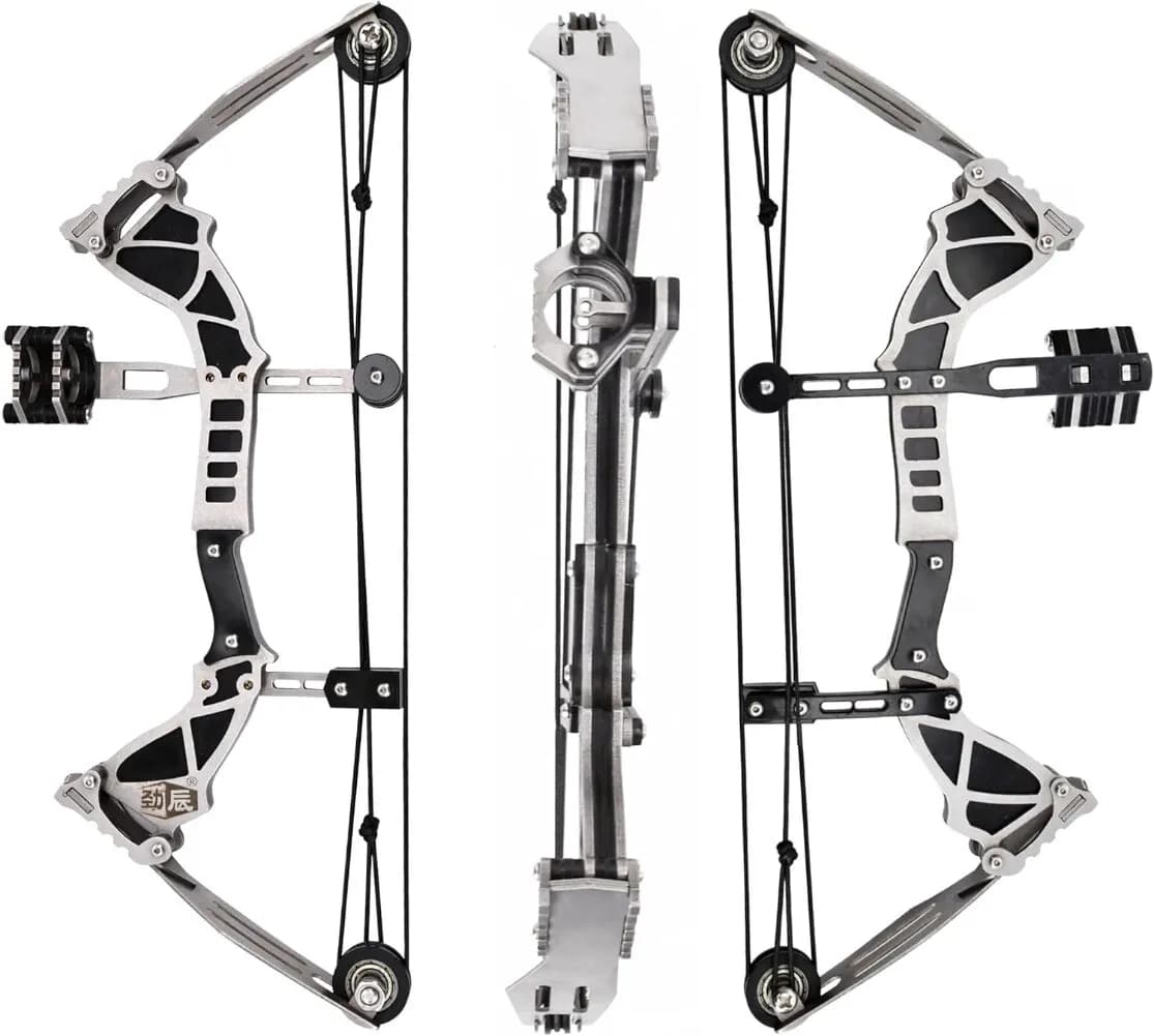9.5" Mini Compound Bow and Arrows Kit Stainless Steel Archery Target Hunting Toy Gift Pocket Bow Outdoor Sports Bow & Arrows