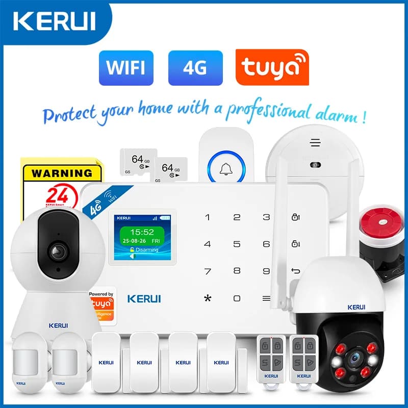 KERUI W181 Sistema di sicurezza allarme con sirena Wireless GSM WiFi Sistema di allarme domestico intelligente con rilevatore PIR sensore porta