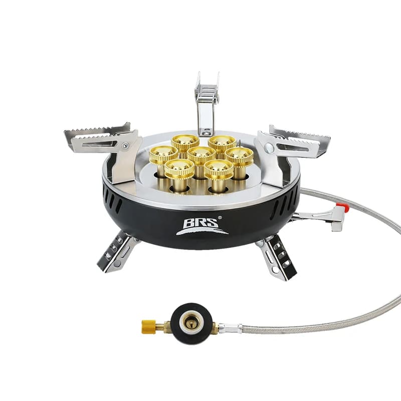 Fornello da Campeggio Portatile BRS-207, Fornello a Gas Pieghevole per Esterni BRS-203, Fornello a Gas Portatile a Tre o Sette Stelle