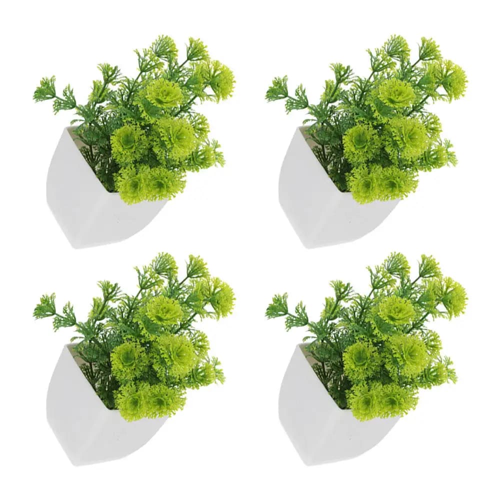 Set di 4 Piante Artificiali Realistiche in Vasi Eleganti, Vegetazione Finta per Soggiorno, Cucina, Ufficio, Bonsai Finto per Interni