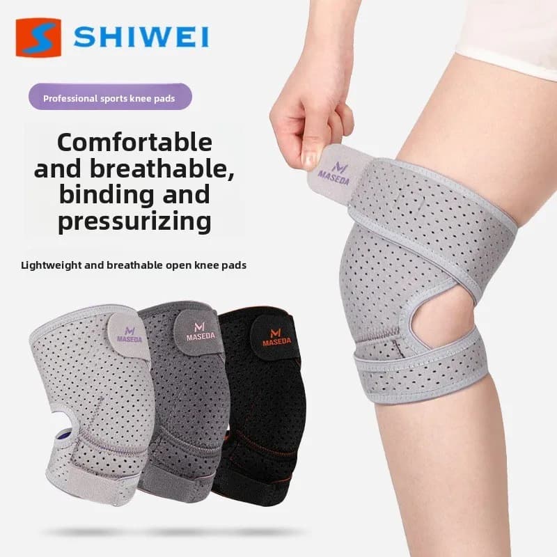 Knee Support Lightweight Breathable Punched Compression Brace Adjustable Open Strap Patella Knee Protector