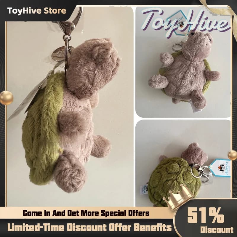 【Disponibile】Portachiavi Jellycat Mr. Timmy Turtle, Ciondolo Borsa Bambola Carina, Giocattolo di Peluche, Portachiavi Tartaruga Carina, Regalo per Bambini