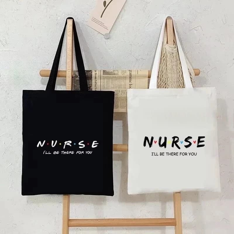 Nurse Canvas Tote Bag Women's Friends TV Show Shopping Bag Nurse I'll Be There for You Print Casual Handbag Side Bag for Ladies
