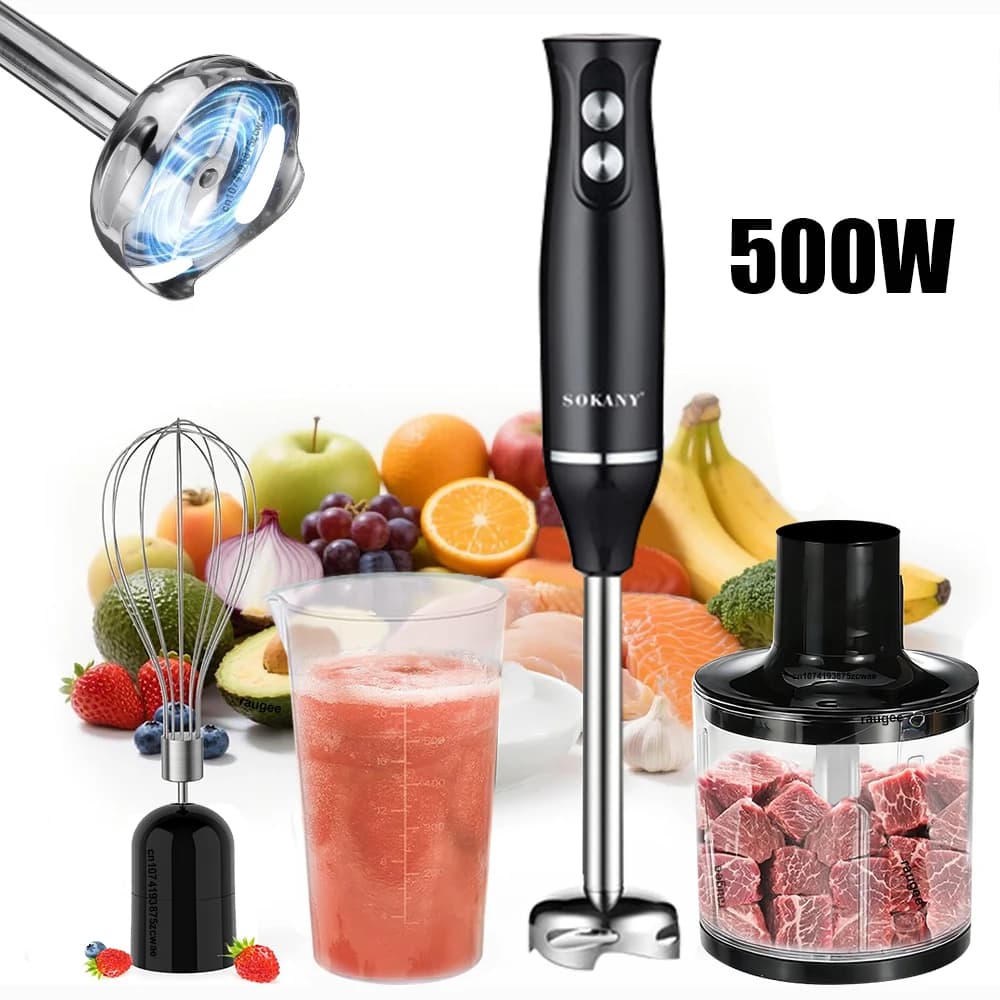 Manual immersion mixer 4 in 1 500 W Electric blender Meat shaker Food blender Vegetable egg Electric baby food mixer