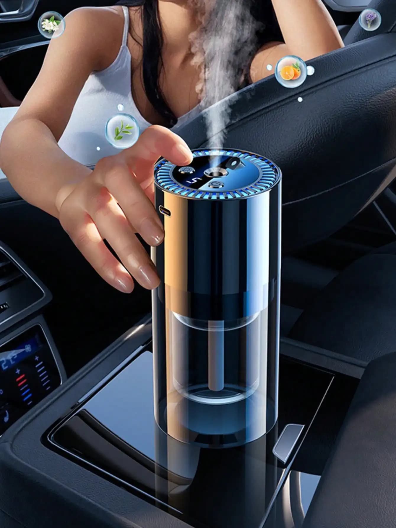 Diffusore di Fragranze Intelligente per Auto, Diffusore di Fragranze Ricaricabile per Auto, Deodorante per Auto, Diffusore di Fragranze con Clip per Bocchetta dell'Aria, Fragranza Elettrica per Auto, Deodorante per Casa e Auto, Mini Nebulizzatore Portatile da Scrivania con Luce Stellata, Flacone Vuoto