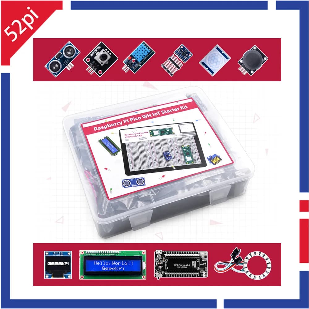 New! 52Pi Raspberry Pi Pico WH IoT Starter Kit with module Pico UPS OLED screen
