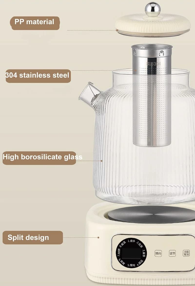 1.5L Smart Electric Kettle Temperature Adjust Glass Tea Maker Health Kettle Multi-Function Office Appointment Flower Teapot 220v