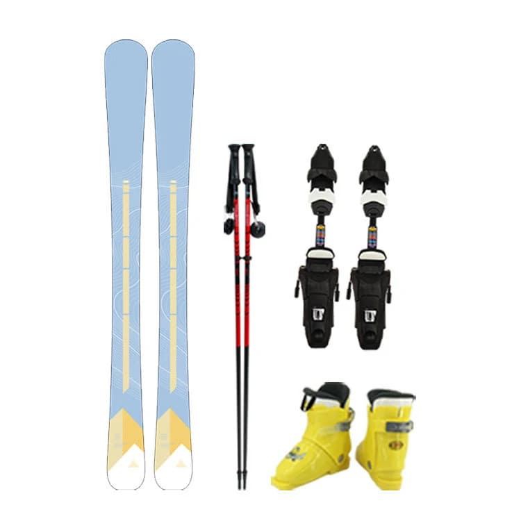 High Elasticity Children's Double Snowboarding Set Basic Binding Ski Boots Ski Poles Winter Eco-Friendly Poplar Wood Core All