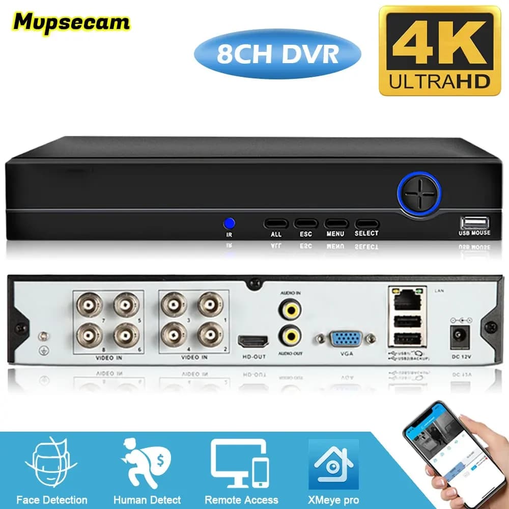Videoregistratore con definizione HD 4K DVR ibrido a 8 canali 6IN1 per telecamera analogica AHD Telecamere da 8 MP 5 MP Video sorveglianza DVR XMeye