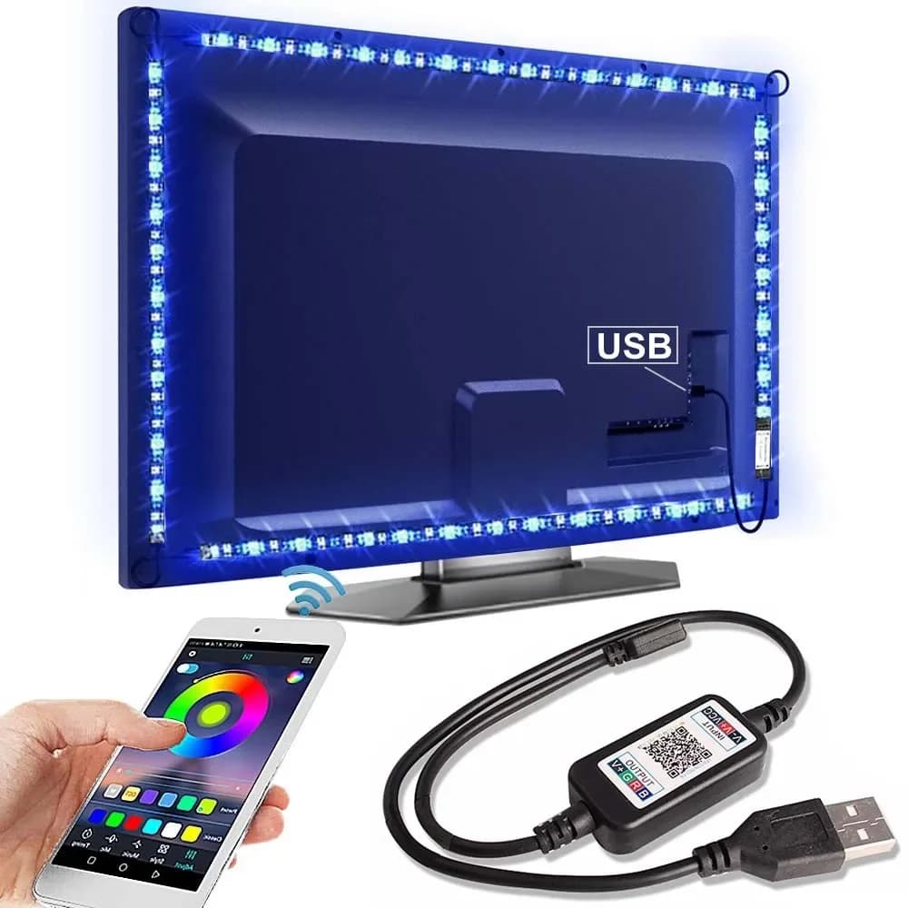 TV Retroilluminazione Bluetooth USB RGB Luci a nastro LED 1m 2M 3M 4M 5m SMD 5050 Flessibile USB DC 5V Diodo a nastro RGB LED Strip Decor Lamp