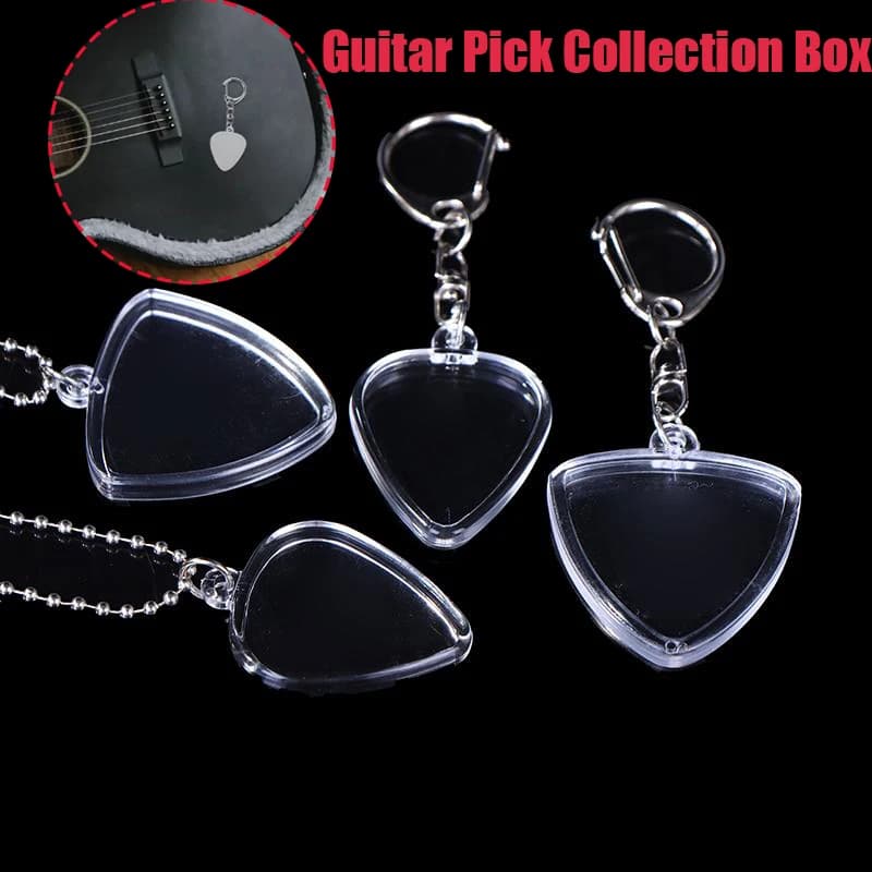 1 pz scatola di raccolta plettri per chitarra supporto trasparente portachiavi borsa plettri a forma di cuore custodia per accessori musicali custodia per chitarristi
