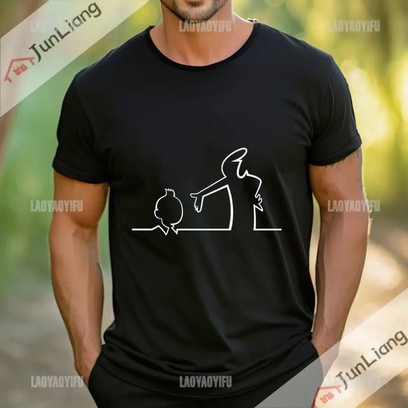 T-shirt Happy Fashion La Line T-shirt da strada stile uomo e donna Girocollo Casual Top Fashion Street Camisetas
