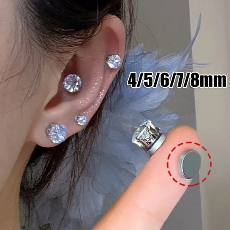 1-5pcs Magnetic Non Piercing Crystal Earrings for Men Women Shining Zircon Ear Earrings Clips Studs Jewelry Fake Hole Ear Cuff