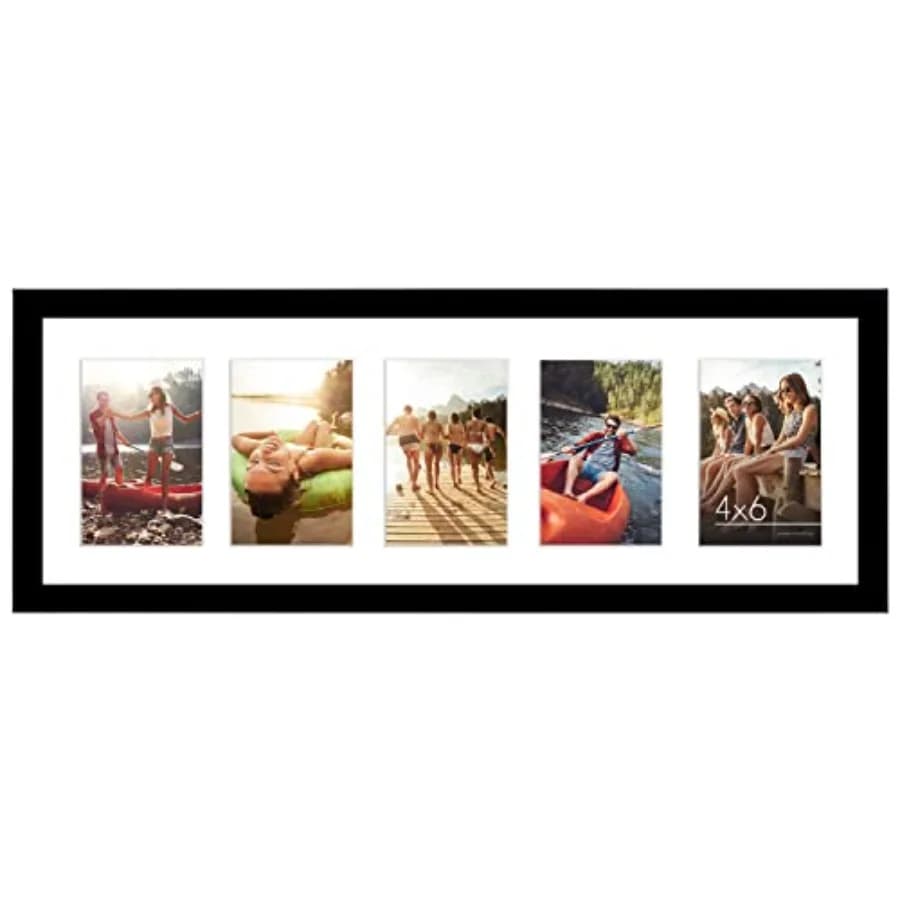 4x6 Collage Picture Frame with Shatter-Resistant Glass - Fits Five 4x6 Photos or Use as One 8x24 Picture Frame - Signature Coll