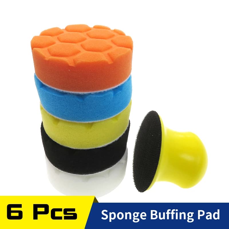 Car 3 Inch 5 pcs wax polishing sponge, repair tools for car care disc for wave polishing with tear manual sanding block