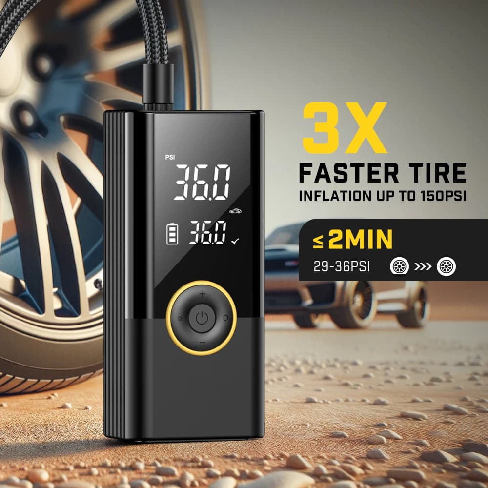 Carsun Pompa d'aria wireless 150Psi Gonfiatore elettrico portatile per pneumatici per auto Bicicletta Moto Mini compressore d'aria Iniettore d'aria per pneumatici