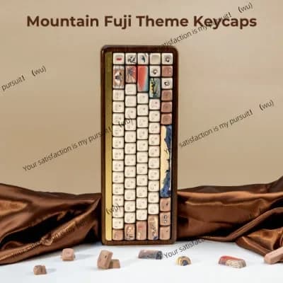Keycap per tastiera meccanica Fuyue a cinque lati con sublimazione PBT e albero magnetico, stile antico MOA con radice di caratteri giapponesi