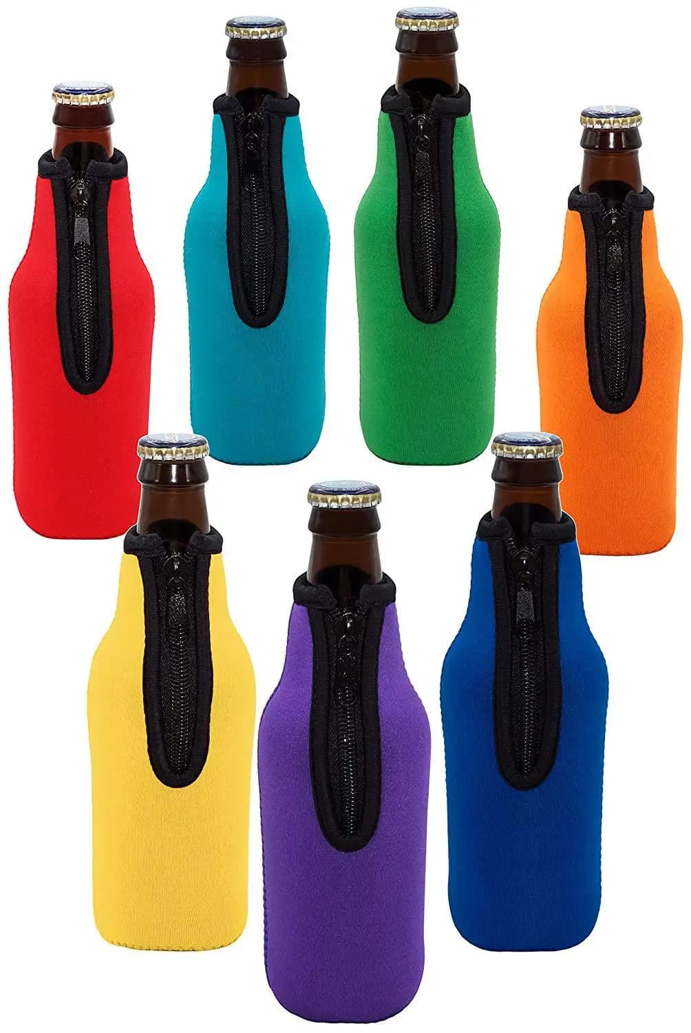5 colori 1pc raffreddatori per bottiglie di birra coperchi per manicotti isolanti per bottiglie con cerniera ad anello 12 Oz 330 Ml Bot Summer Outdoor Water Bottle
