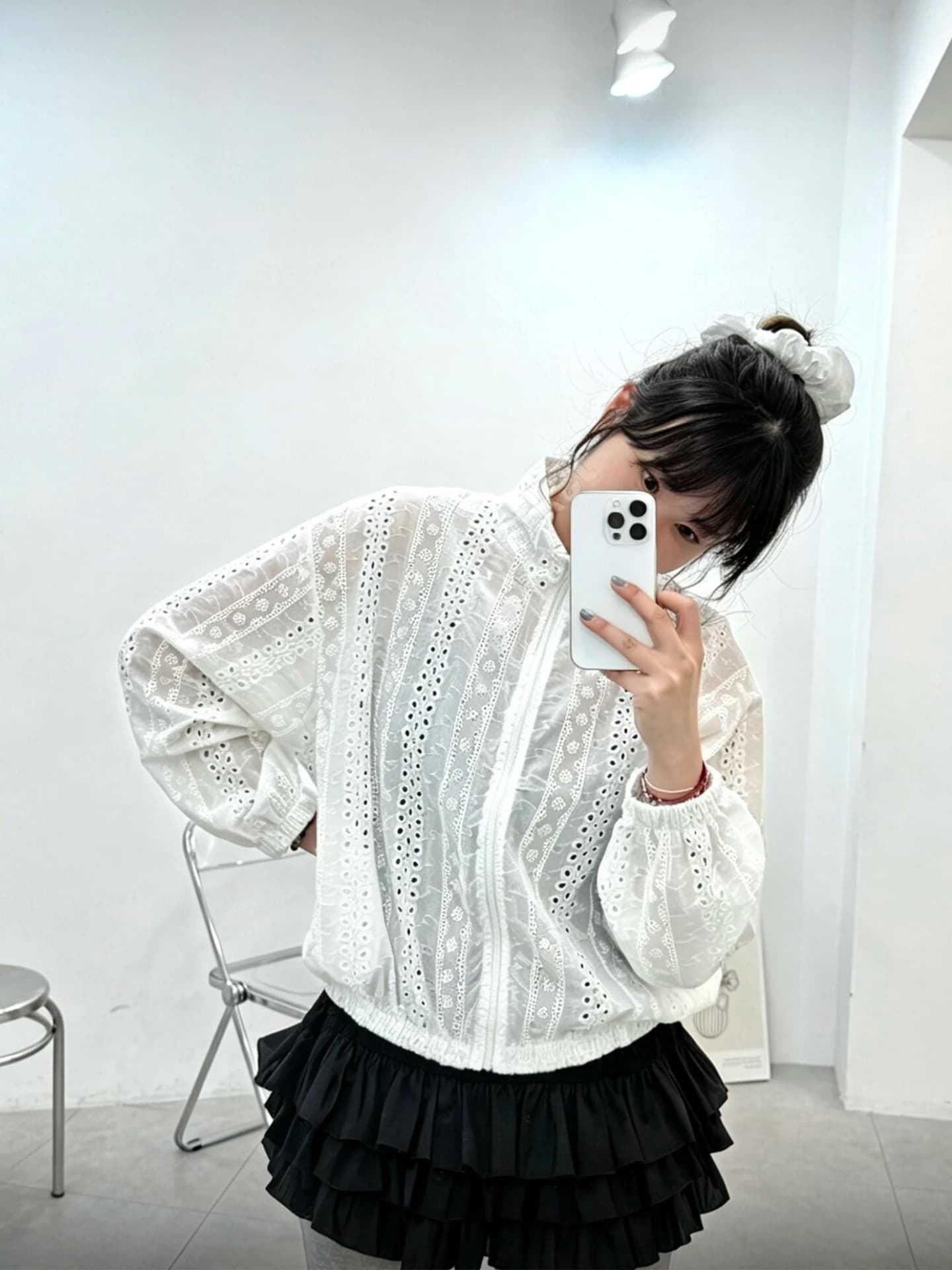 Korean Style Zipper Collar Hollow Embroidery Short Jacket Women Summer Vintage Loose Thin Sun Protection Coat Top
