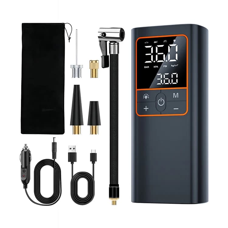 Pompa d'aria portatile per pneumatici per auto Materasso ad aria per bicicletta per moto Display digitale wireless Luce di emergenza Power Bank