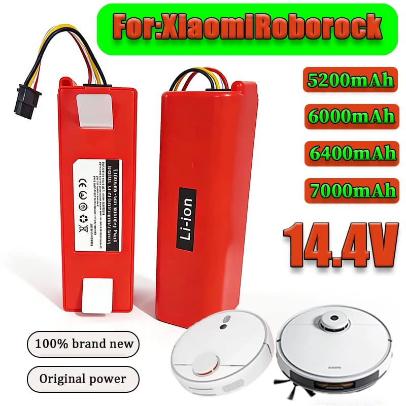 Replacement Battery for Xiaomi Roborock S55 S60 S65 S50 S51 S5 MAX Robot Vacuum Cleaner S6 Parts 14.4V 6000mAh 7000mAh