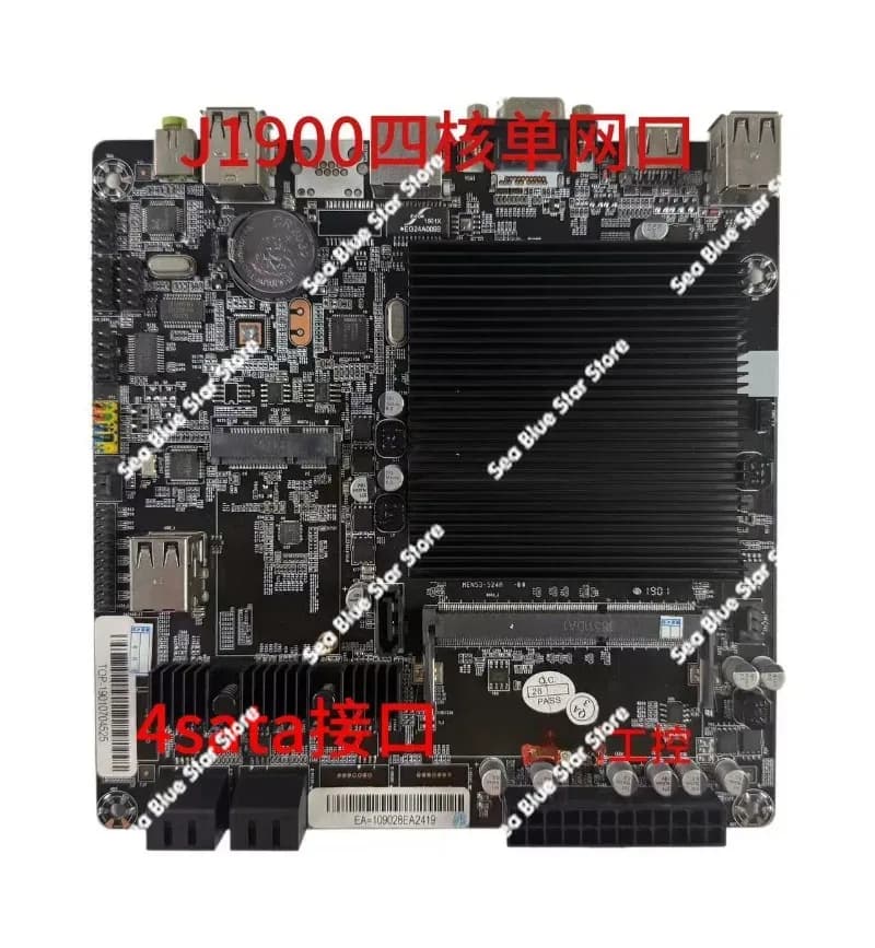 Scheda madre di controllo industriale J1900 quad-core J1800 Flying Cow NAS per archiviazione di rete SATA, usata, smontata