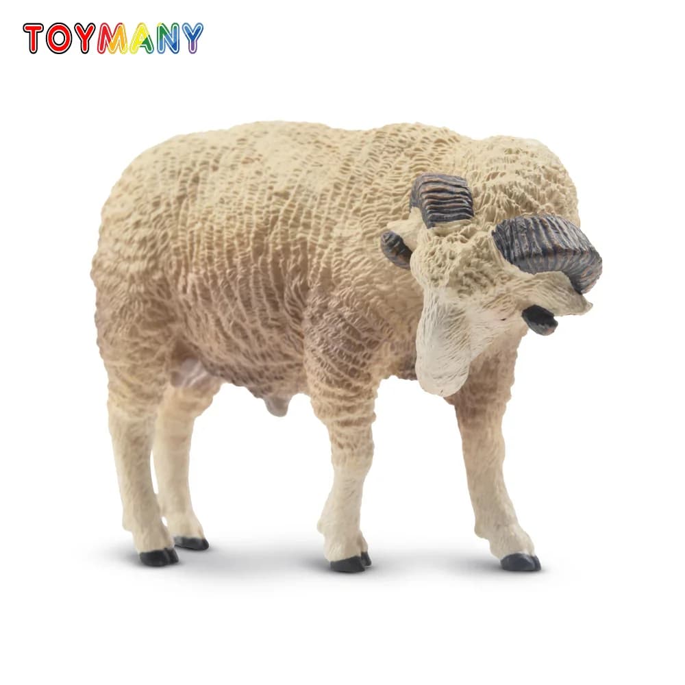 Toymany Simulazione Bianco Ram Ram Modello Animale Giocattolo Mini Figure Bambole Action Figurine Giocattoli Regalo per Bambini Decorazione Torta
